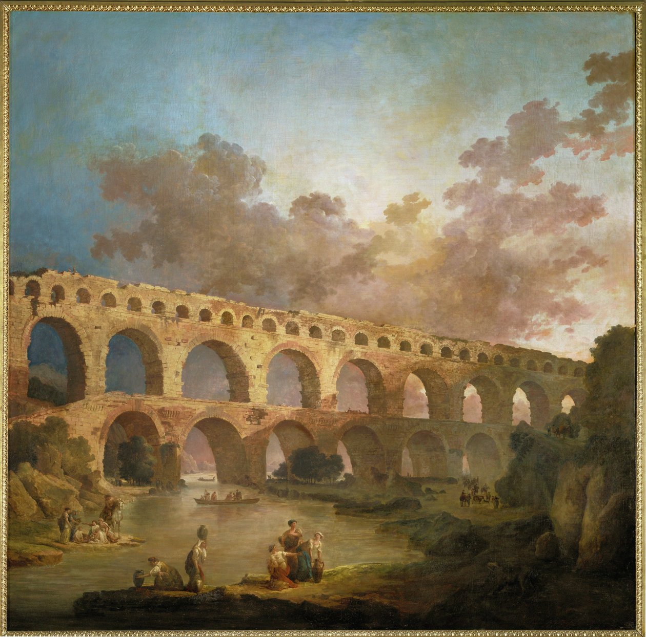 Le Pont du Gard. Rzymski akwedukt przez rzekę Gard ... autorstwa Hubert (circle of) Robert