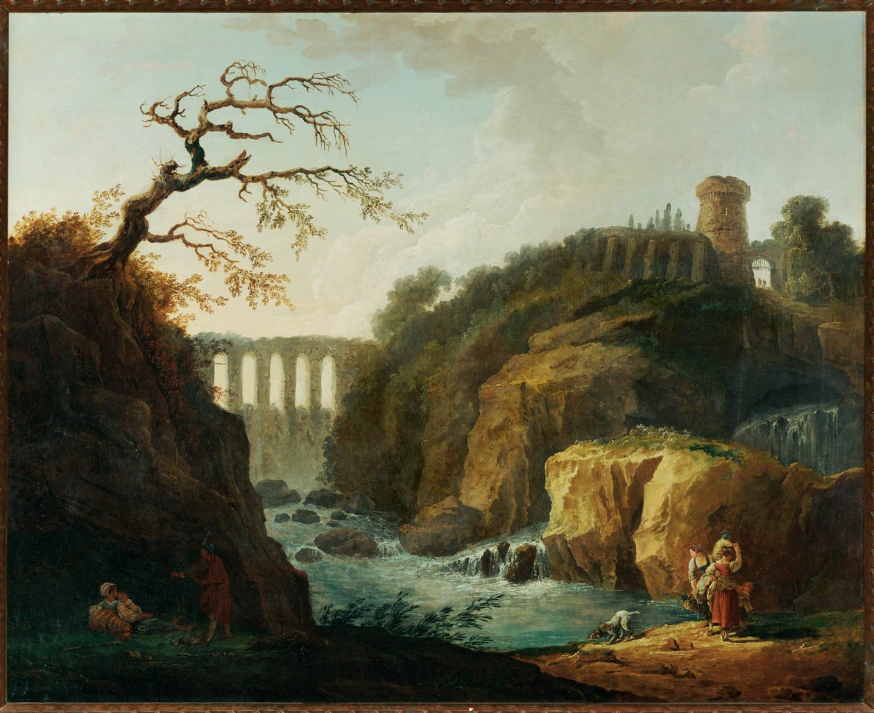 Paysage avec aqueduc et torrent - Krajobraz z akweduktem i potokiem ... autorstwa Hubert (circle of) Robert