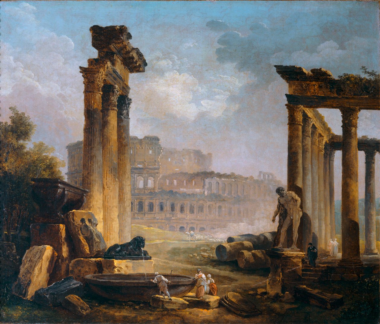 Ruines romaines avec le Colisee - Rzymskie ruiny z Koloseum ... autorstwa Hubert (circle of) Robert