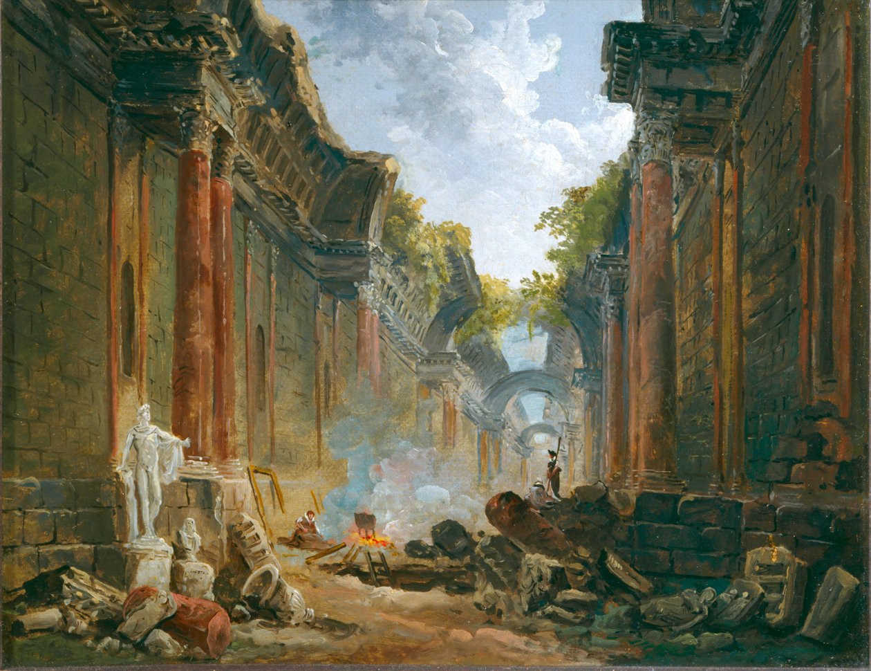 Vue imaginaire de la Grande Galerie en ruine - Wyimaginowany widok Wielkiej Galerii w ruinie ... autorstwa Hubert (circle of) Robert