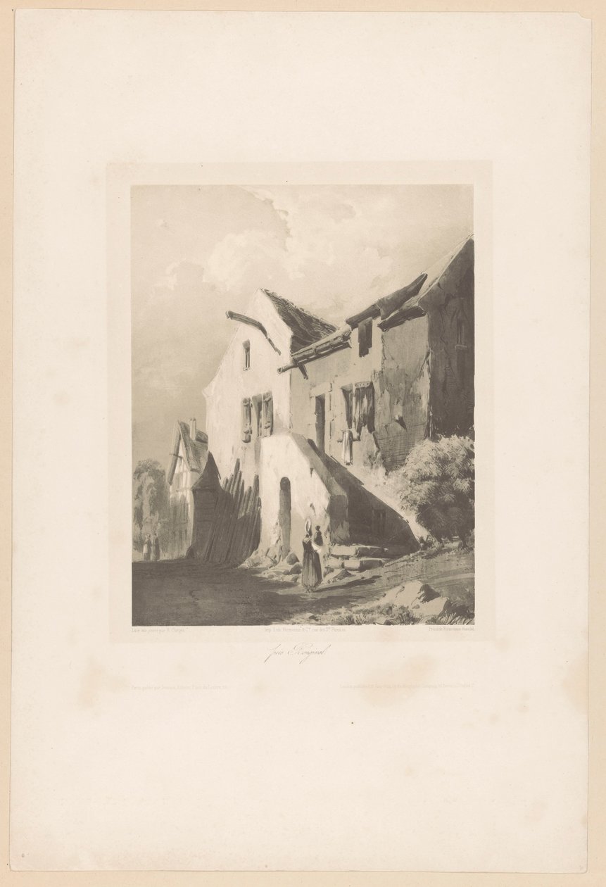 Domy w pobliżu Bougival Pres Bougival (tytuł na obiekcie) Fragmenty pejzaży (tytuł serii) Fragmenty paysages (tytuł serii) autorstwa Hubert Clerget