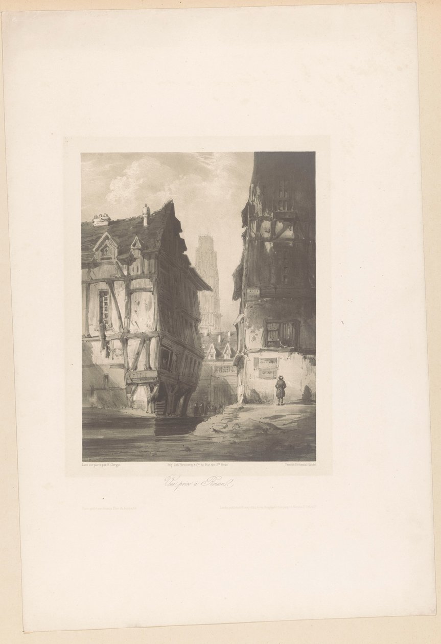 Widok domów i katedry w Rouen Vue award à Rouen (tytuł na obiekcie) Fragmenty pejzaży (tytuł serii) Fragmenty paysages (tytuł serii) autorstwa Hubert Clerget