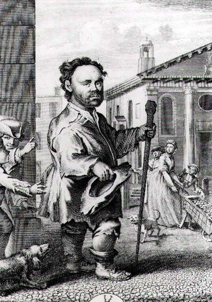 Owen Farrell (ur. 1716), irlandzki karzeł, ryty przez Jamesa Huletta (zm. 1771), wyd. w 1742 autorstwa Hubert Francois Gravelot