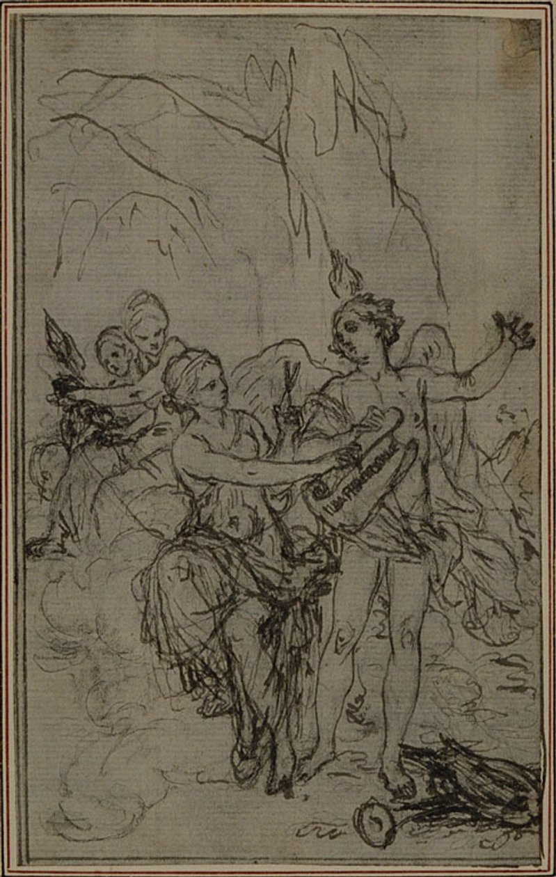 Studium: Winieta-frontispiece do "La Pharsale" Lucaina autorstwa Hubert Francois Gravelot