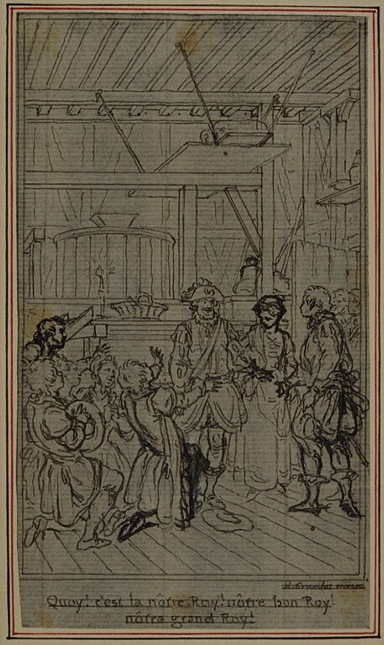 Studium do winiety-frontispiece z "La Partie de Chasse de Henri IV" Colle