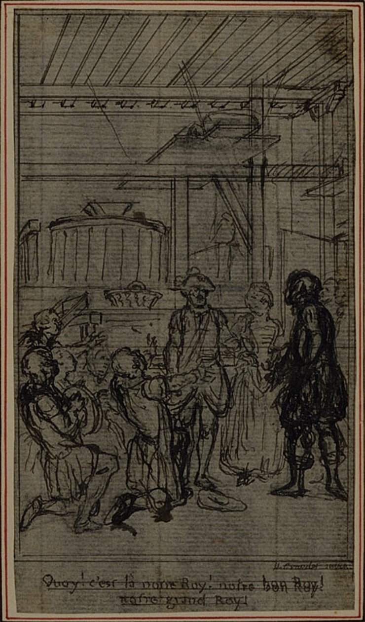 Studium do winiety-frontispiece z "La Partie de Chasse de Henri IV" Colle