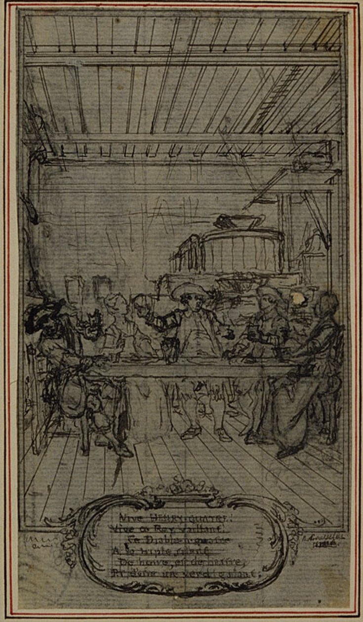 Studium do winiety-frontispiece z "La Partie de Chasse de Henri IV" Colle