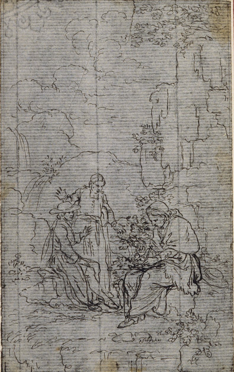 Studium do winiety w "Vie du Venerable don Juan de Palafox" Abbé Dinouarta, s. 391. autorstwa Hubert Francois Gravelot