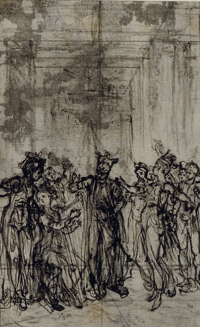 Studium do winiety w "Contes Moraux" Jeana François Marmontela autorstwa Hubert Francois Gravelot