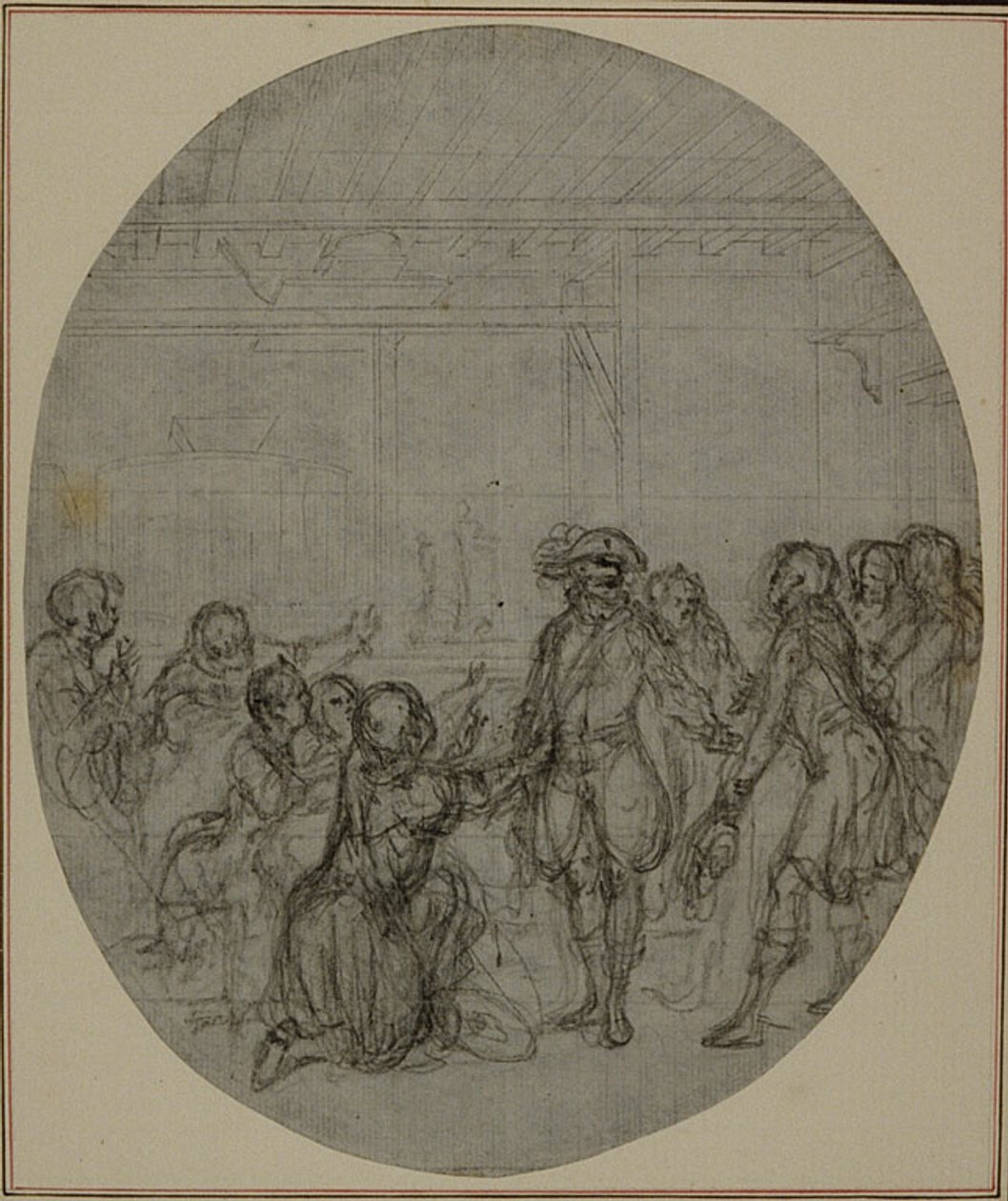 Studium do drugiego, nigdy nieopublikowanego wydania "La Partie de Chasse de Henri IV" Colle