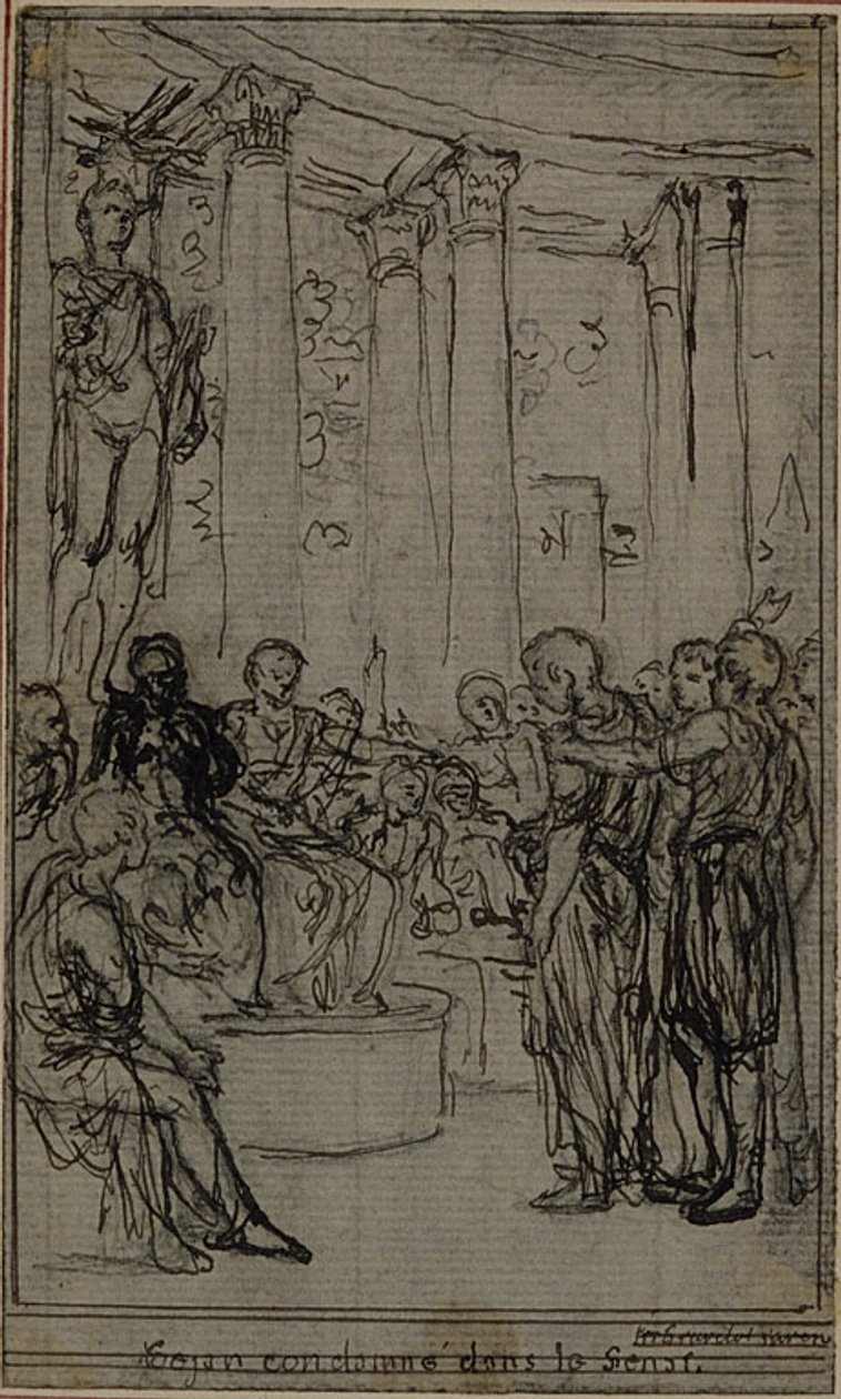 Studium do ilustracji w Tacyt "Tiberius, or The Six First Books of Annals", Księga V, tom 3, 1. studium autorstwa Hubert Francois Gravelot