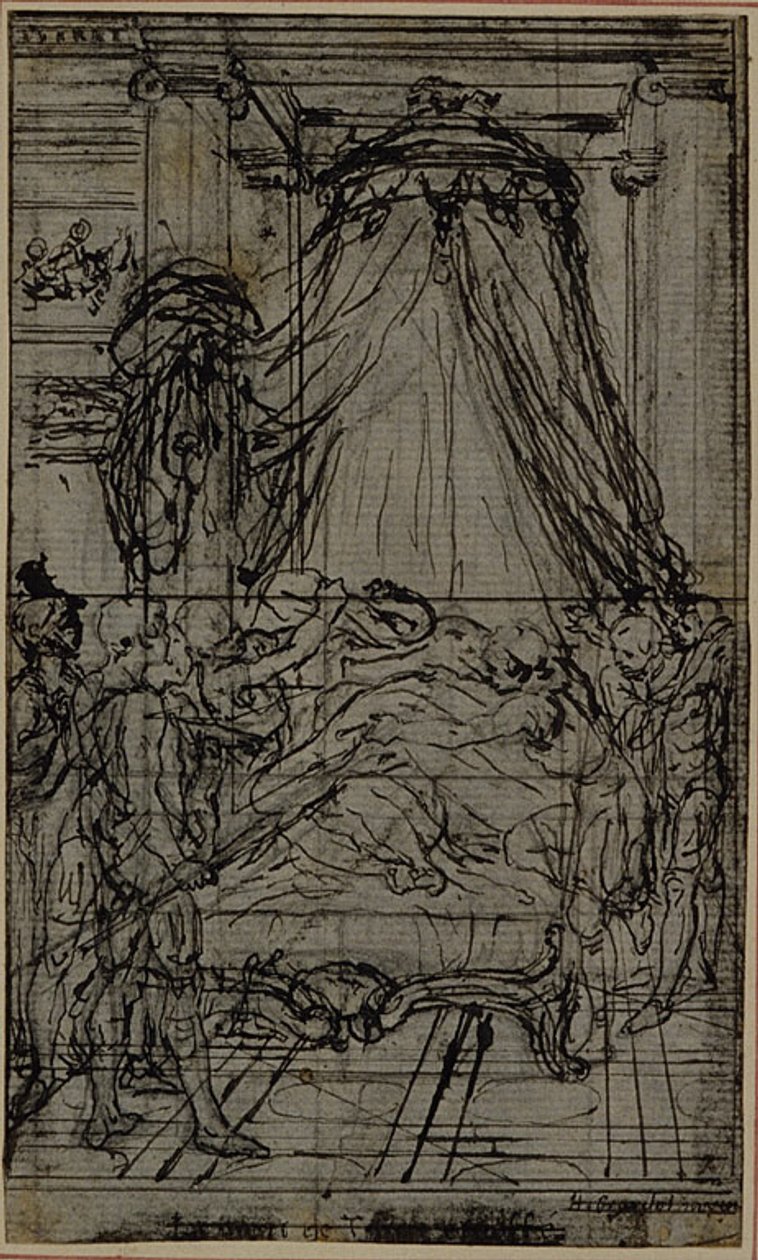 Studium do ilustracji w Tacyt "Tiberius, or The Six First Books of Annals", Księga VI, tom 3, 2. studium autorstwa Hubert Francois Gravelot