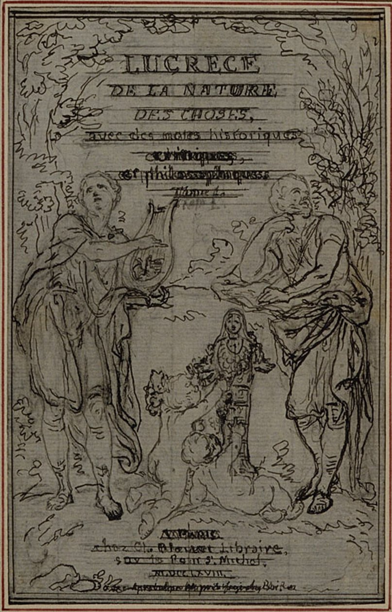 Studium do winiety-frontispiece z "De la Nature des Choses" Lukrecjusza, Księga I autorstwa Hubert Francois Gravelot