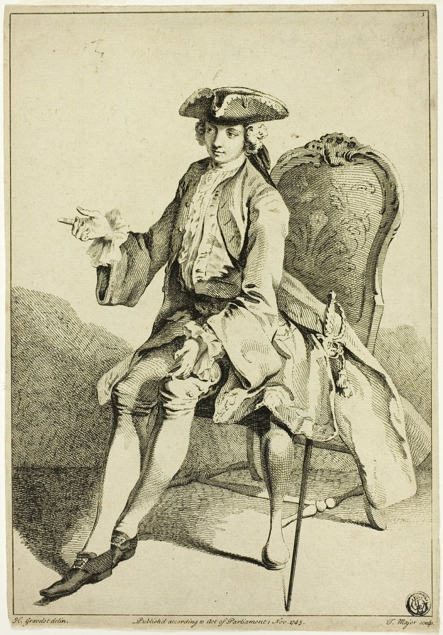 Siedzący młody seigneur autorstwa Hubert Francois Gravelot