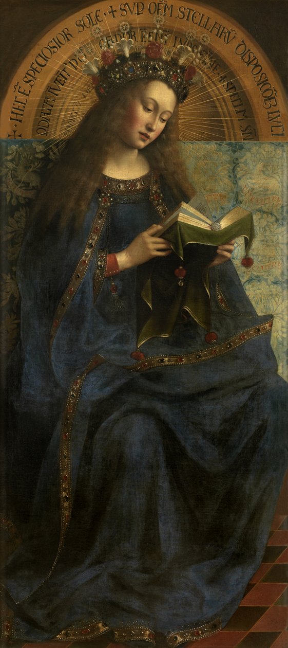 Maryja Panna, z kopii Ołtarza Gandawskiego (otwarty, centralny panel) po 1432 r. (olej na desce) autorstwa Hubert & Jan van (1390 1441) (after) Eyck