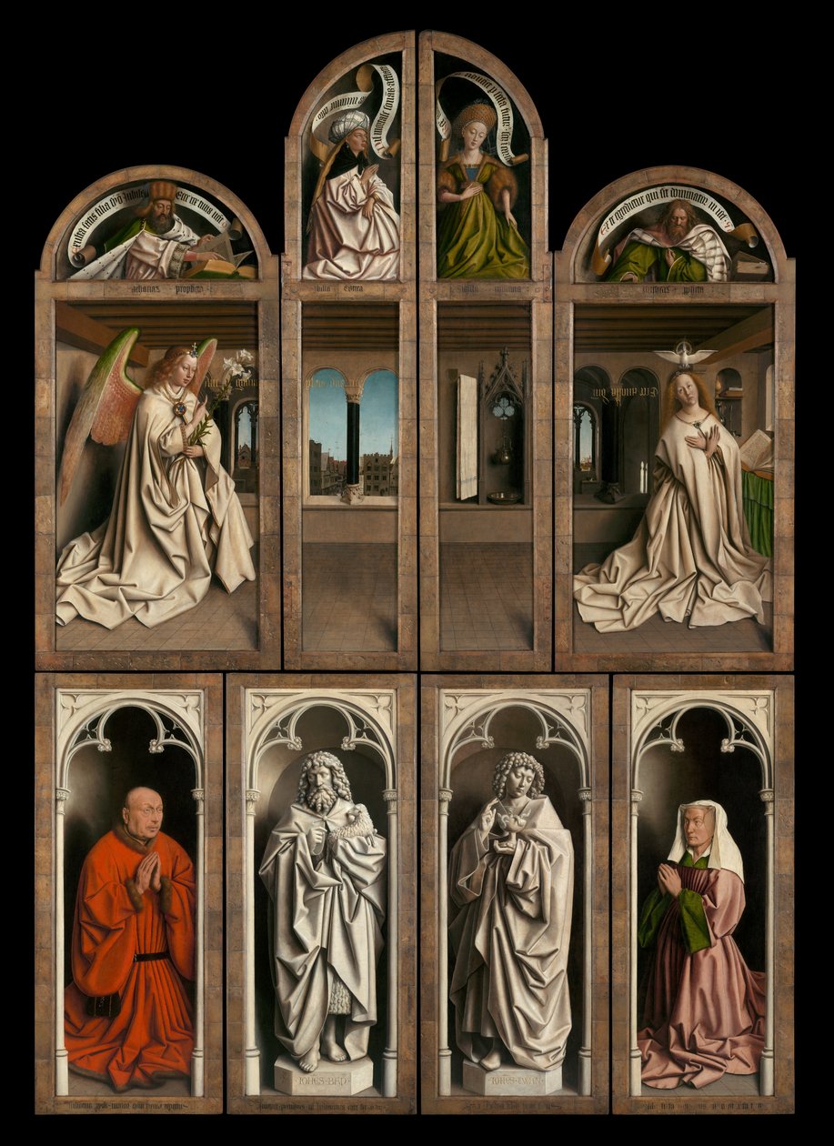 Zewnętrzna strona lewego i prawego panelu Ołtarza w Gandawie autorstwa Hubert & Jan van (1390 1441) Eyck