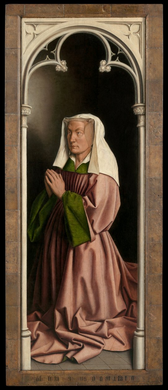 Portret Lysbette Borluut, panel z zewnątrz Ołtarza Gandawskiego autorstwa Hubert & Jan van (1390 1441) Eyck