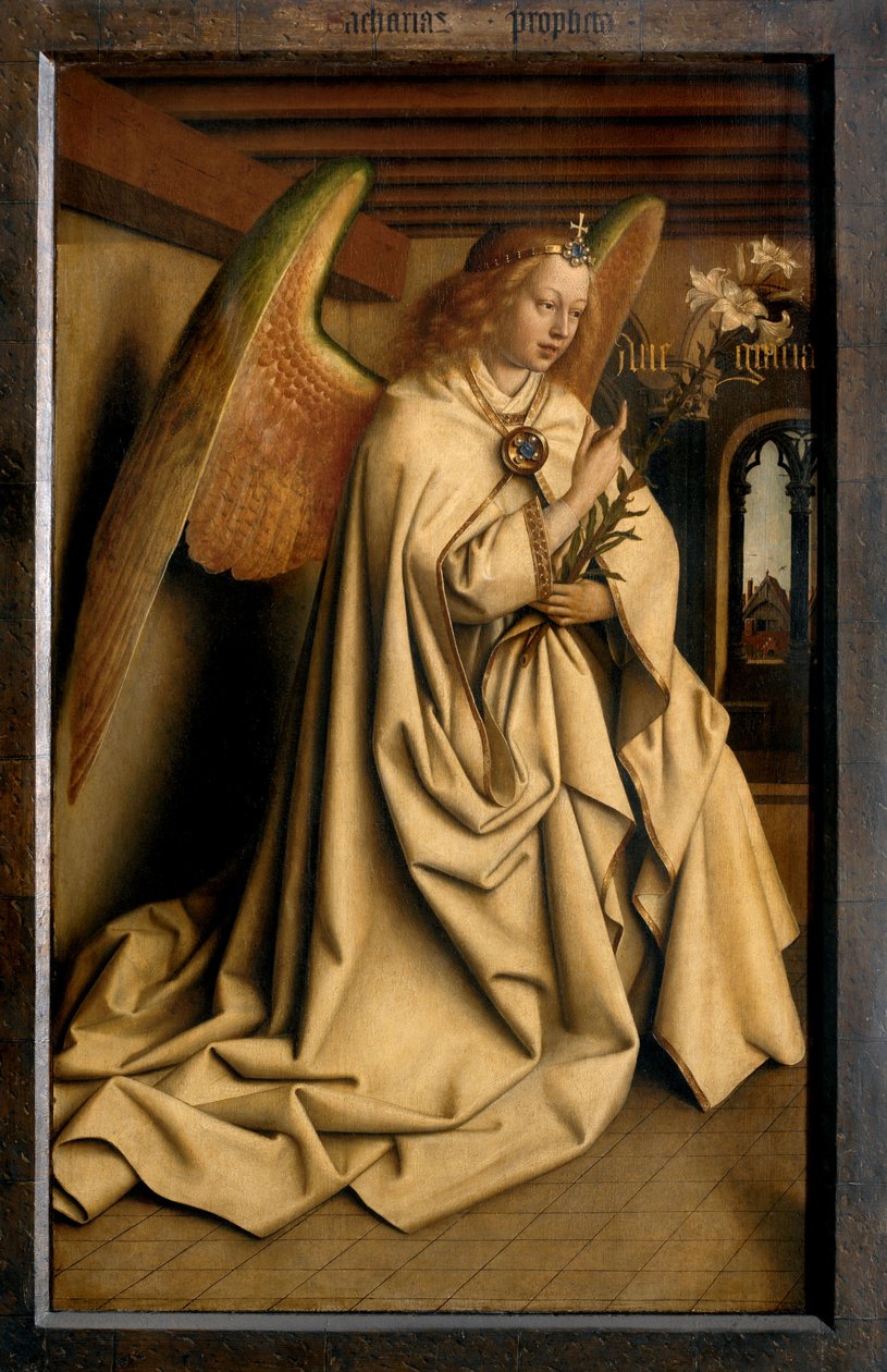 Angel Annunciate, z zewnątrz lewego skrzydła Ołtarza Gandawskiego autorstwa Hubert & Jan van (1390 1441) Eyck