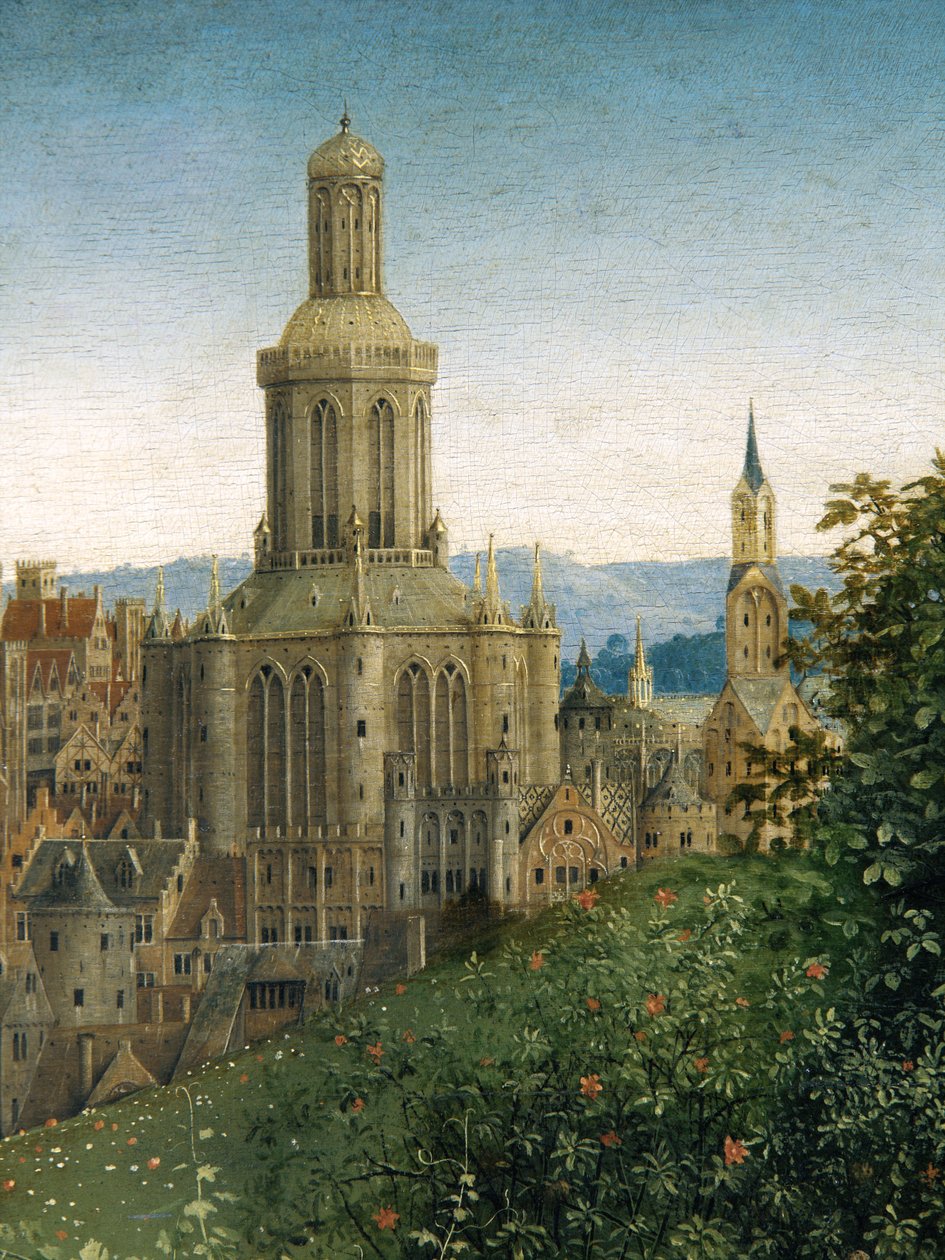 Fragment Adoracji Mistycznego Baranka z Ołtarza Gandawskiego autorstwa Hubert & Jan van (1390 1441) Eyck