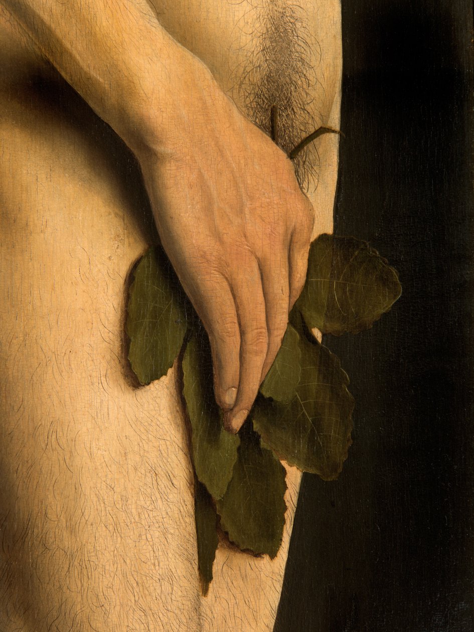 Fragment Adama z lewego skrzydła Ołtarza Gandawskiego autorstwa Hubert & Jan van (1390 1441) Eyck