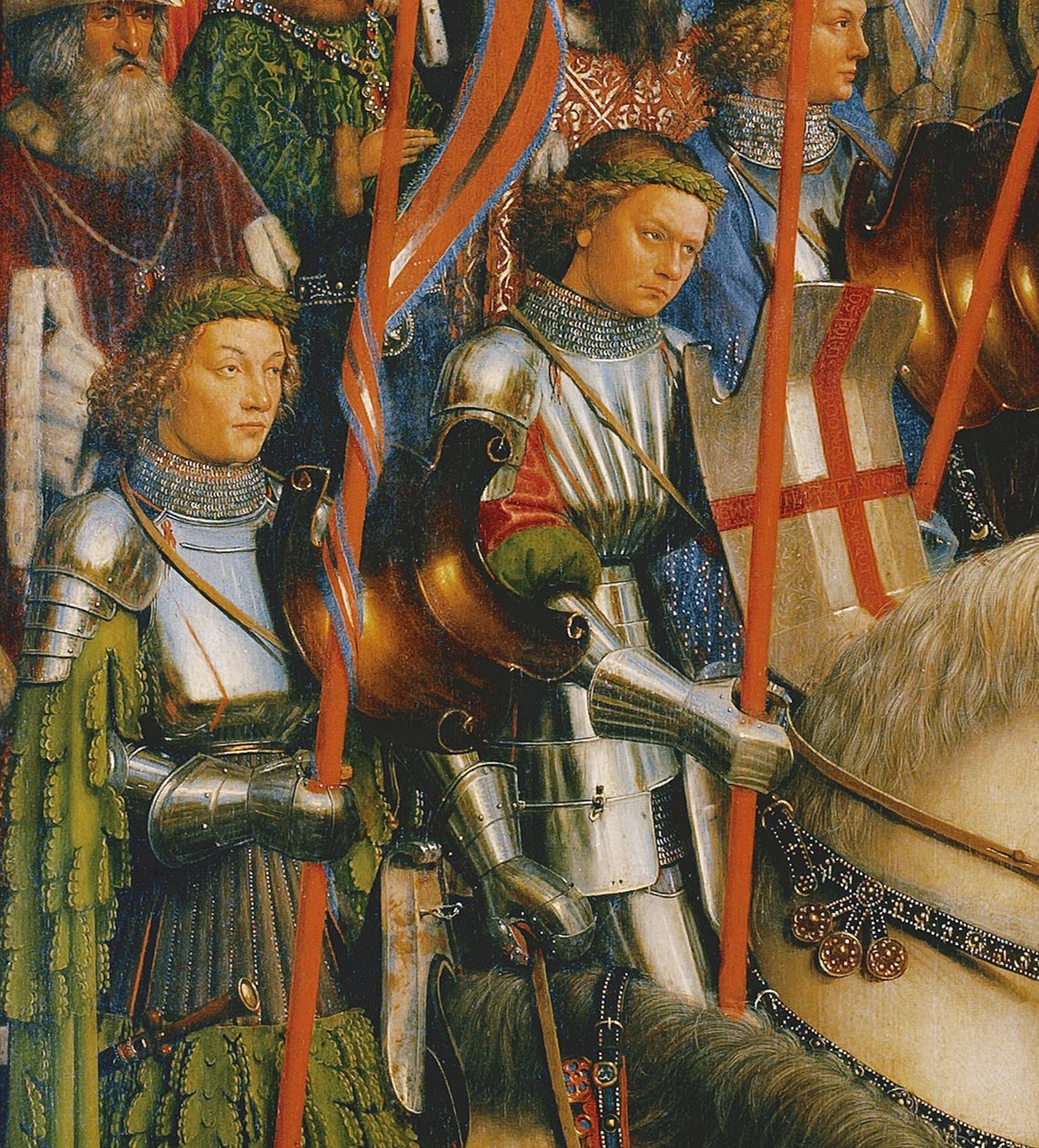 Fragment Rycerzy Chrystusa z lewej strony Ołtarza Gandawskiego autorstwa Hubert & Jan van (1390 1441) Eyck