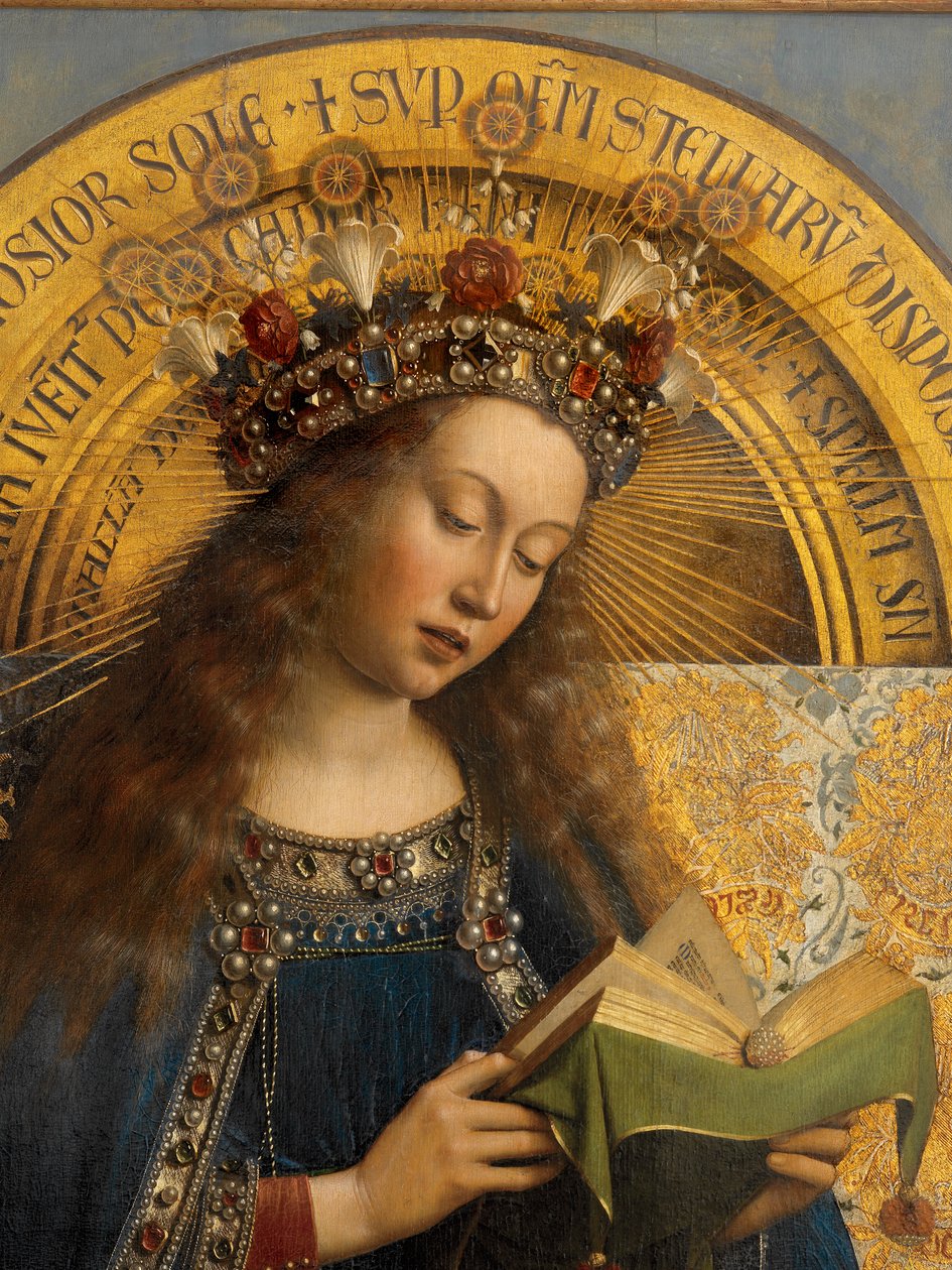 Fragment Matki Boskiej z Ołtarza Gandawskiego autorstwa Hubert & Jan van (1390 1441) Eyck
