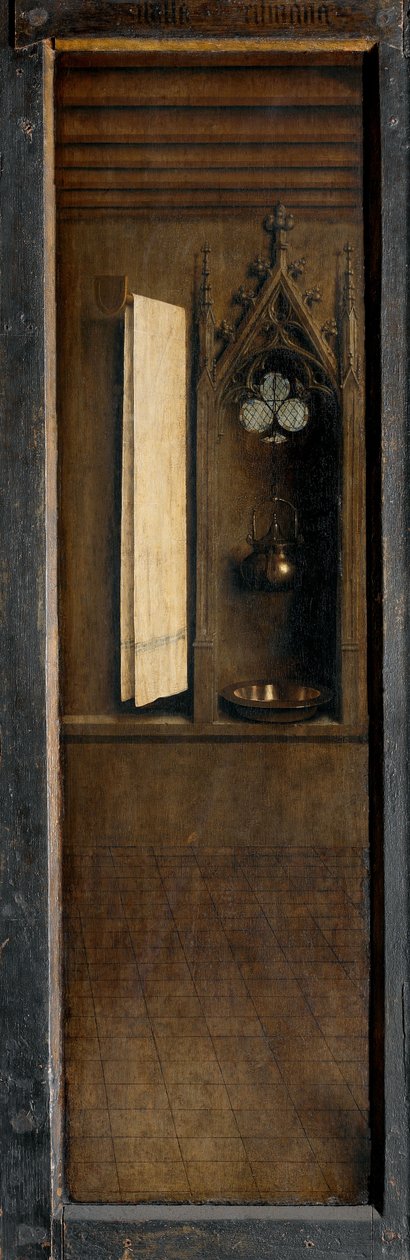 Panel z zewnętrznej strony prawej okiennicy Ołtarza Gandawskiego autorstwa Hubert & Jan van (1390 1441) Eyck