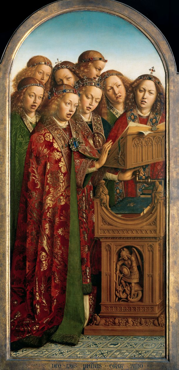 Śpiewające Anioły, z lewego skrzydła Ołtarza Gandawskiego autorstwa Hubert & Jan van (1390 1441) Eyck