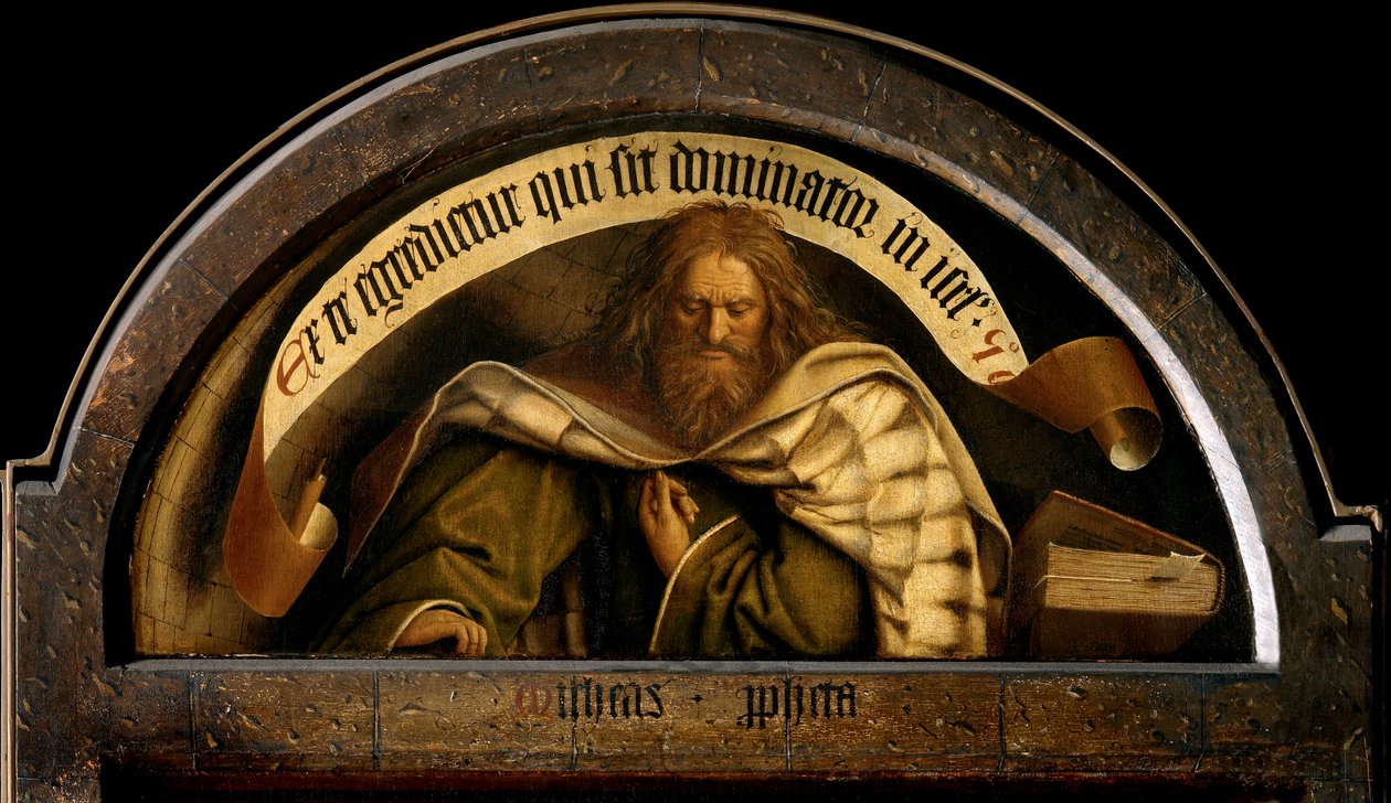 Prorok Micheasz, z zewnątrz prawego skrzydła Ołtarza Gandawskiego autorstwa Hubert & Jan van (1390 1441) Eyck