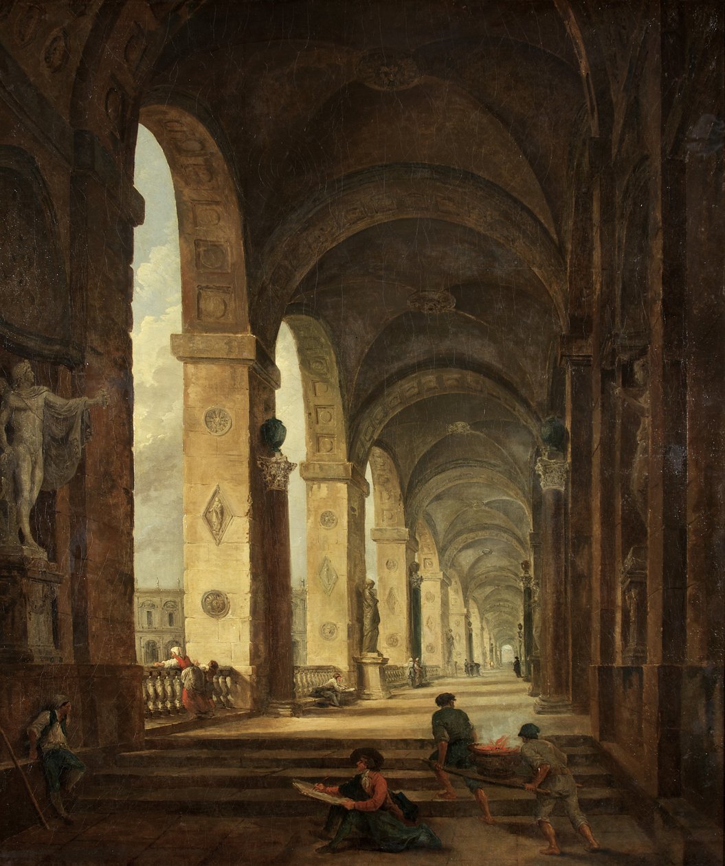 Kaprys architektury rzymskiej, ok. 1775 (olej na płótnie) autorstwa Hubert Robert