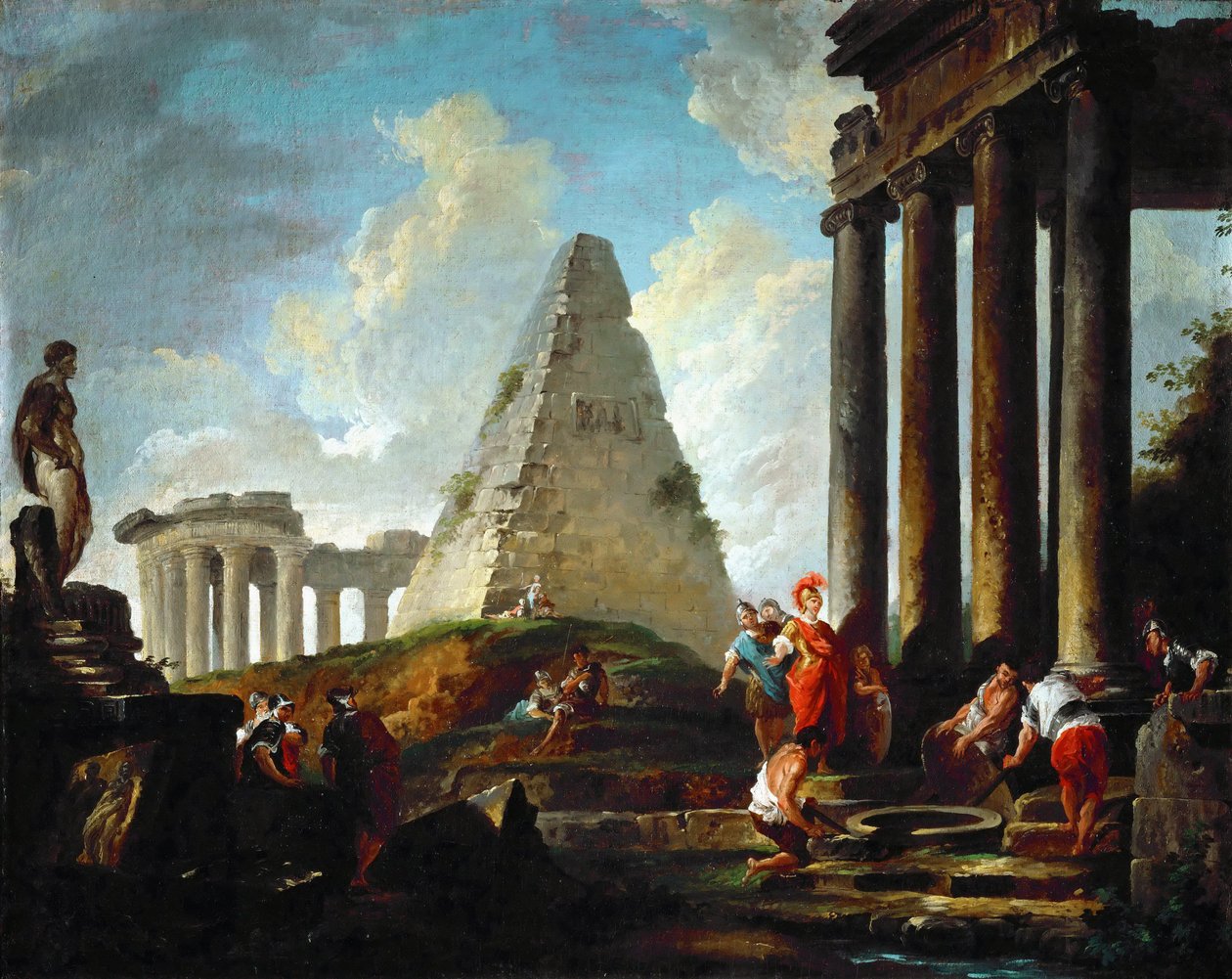Aleksander Wielki przed grobowcem Achillesa autorstwa Hubert Robert