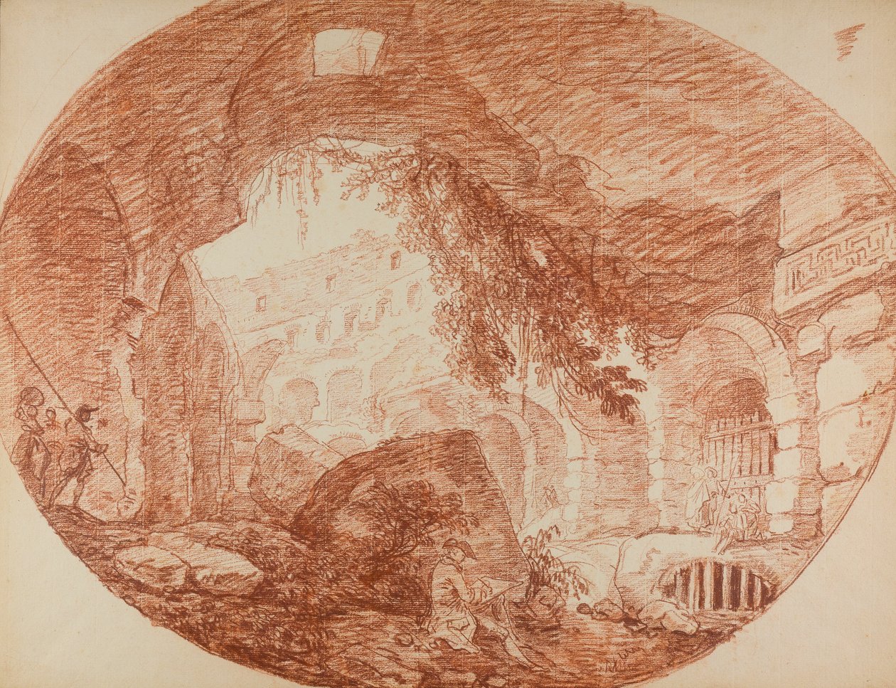 Artysta siedzący w ruinach Koloseum autorstwa Hubert Robert
