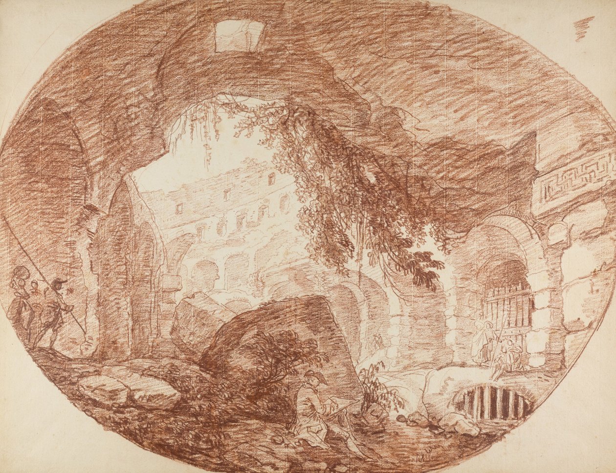 Artysta siedzący w ruinach Koloseum, ok. 1759 autorstwa Hubert Robert