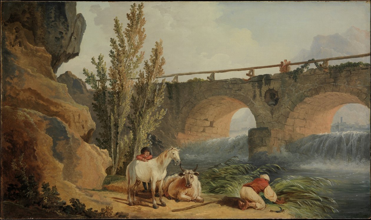 Most nad wodospadem autorstwa Hubert Robert