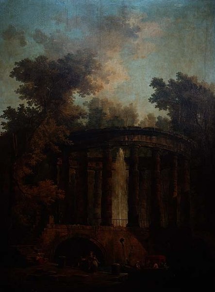 Capriccio fontanny w okrągłej kolumnadzie autorstwa Hubert Robert