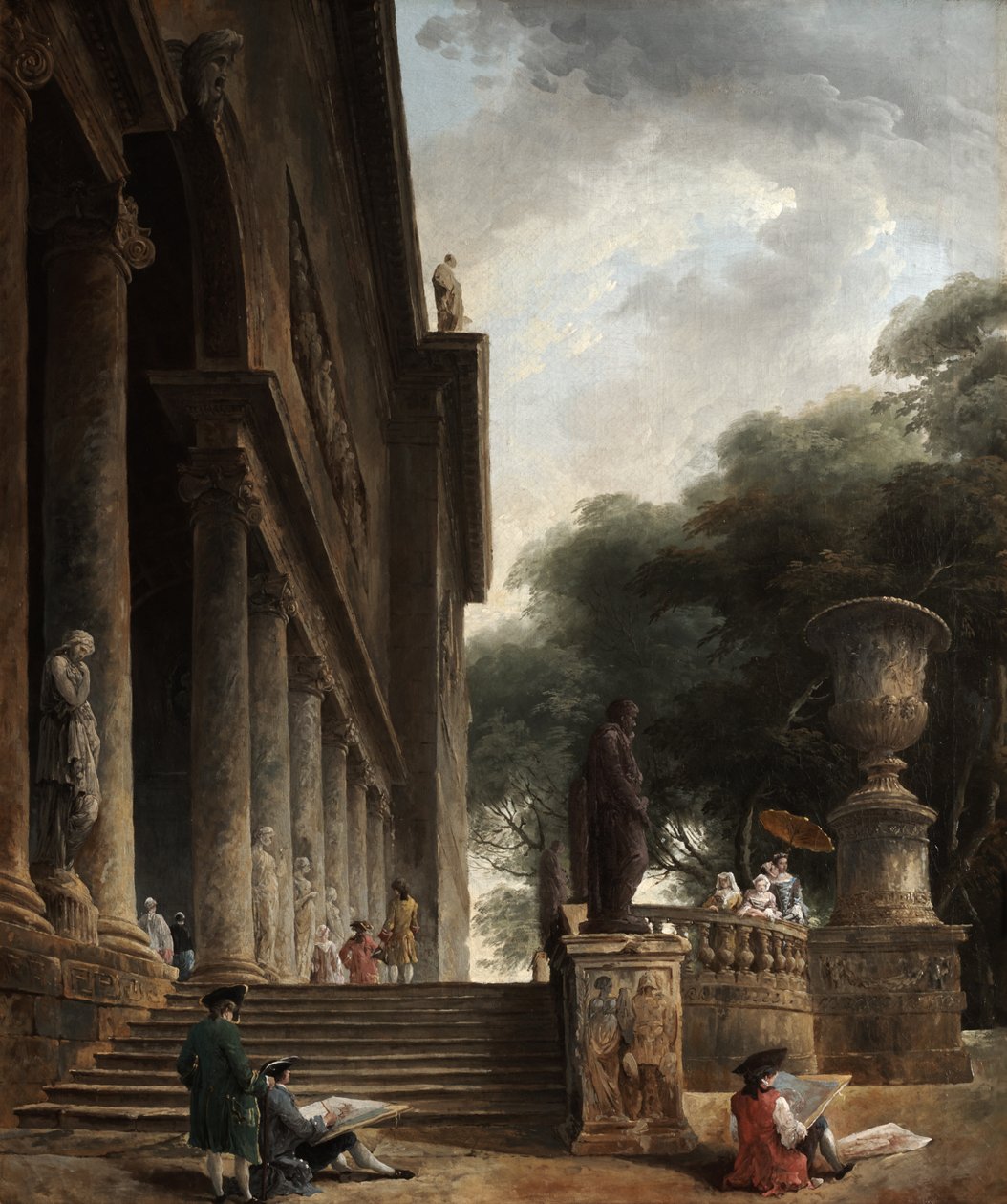 Kolumnada i ogrody przy willi Mancini autorstwa Hubert Robert