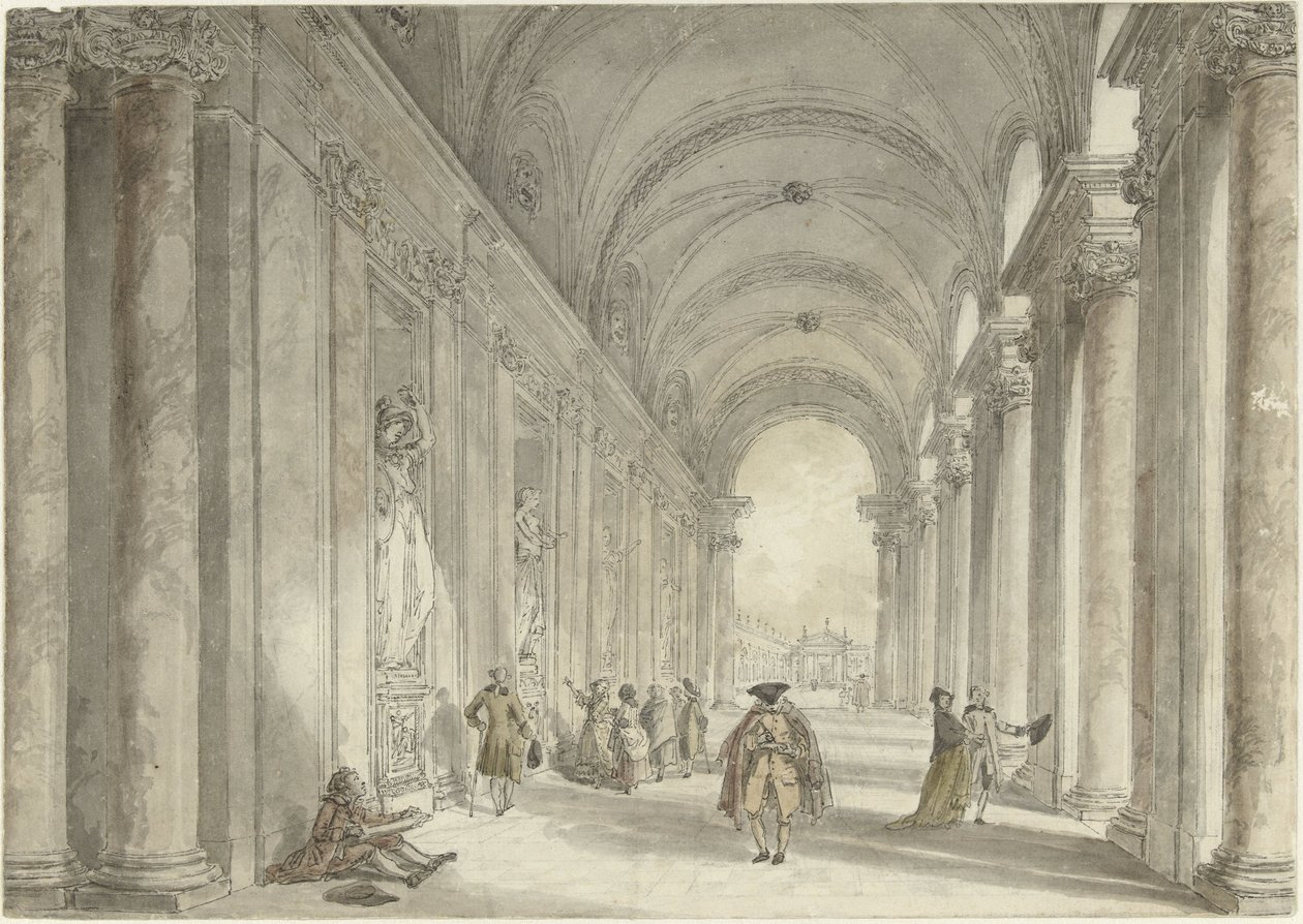 Kolumnada kasyna Villa Albani w Rzymie Widok na kolumnadę przed kasynem Villa Albani w Rzymie autorstwa Hubert Robert