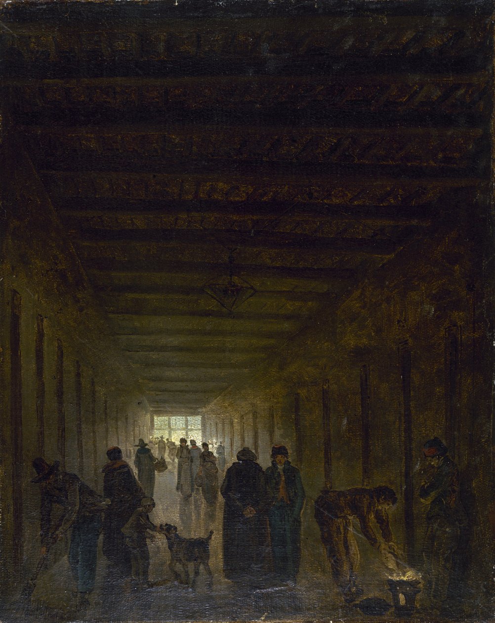 Korytarz więzienia Saint-Lazare, ok. godz. 1793. autorstwa Hubert Robert