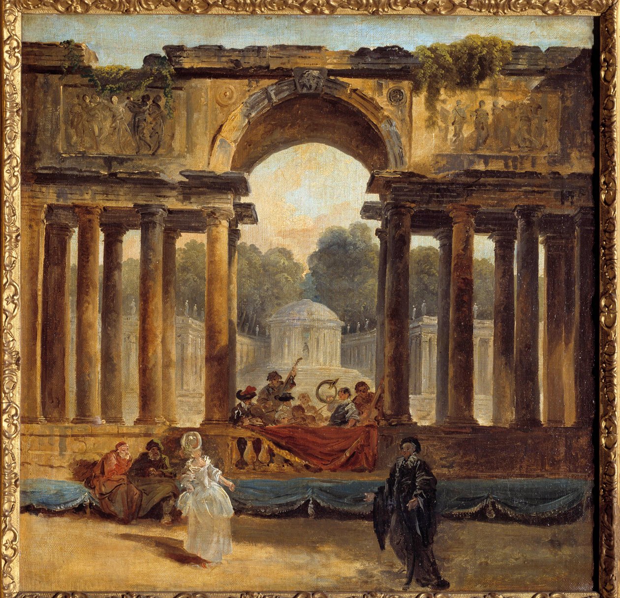 Taniec i koncert w parku Obraz Huberta Roberta (1733-1808) XVIII-wieczne Amiens, Musee de Picardie autorstwa Hubert Robert