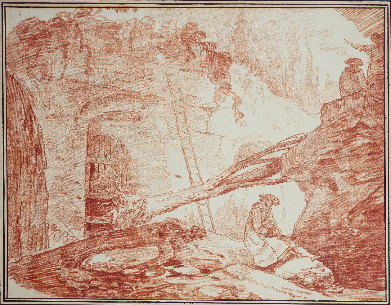 Rysownik w ruinach Palatynu autorstwa Hubert Robert
