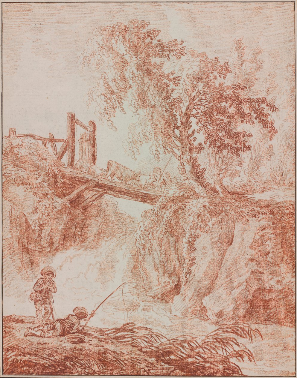 Pasterze przechodzący przez wodospad autorstwa Hubert Robert