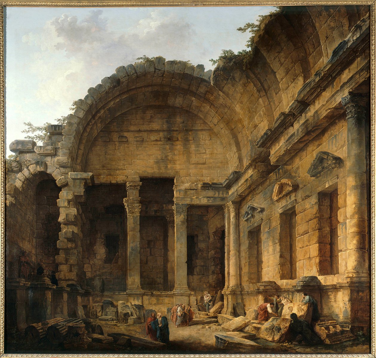 Wnętrze świątyni Diany a Nimes Obraz Huberta Roberta (1733-1808) Słońce. 2,42 x 2,42 m. Paryż. Musee du Louvre - Wnętrze świątyni Diany w Nimes. Obraz Huberta Roberta (1733-1808). 2,42 x 2,42 m. Luwr, Paryż autorstwa Hubert Robert