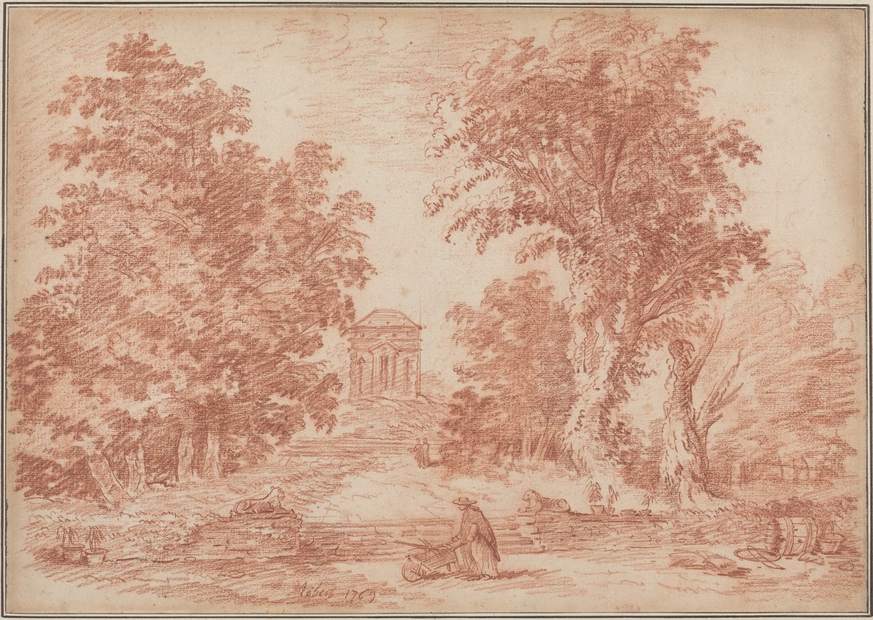 Włoski park z „Tempietto” autorstwa Hubert Robert