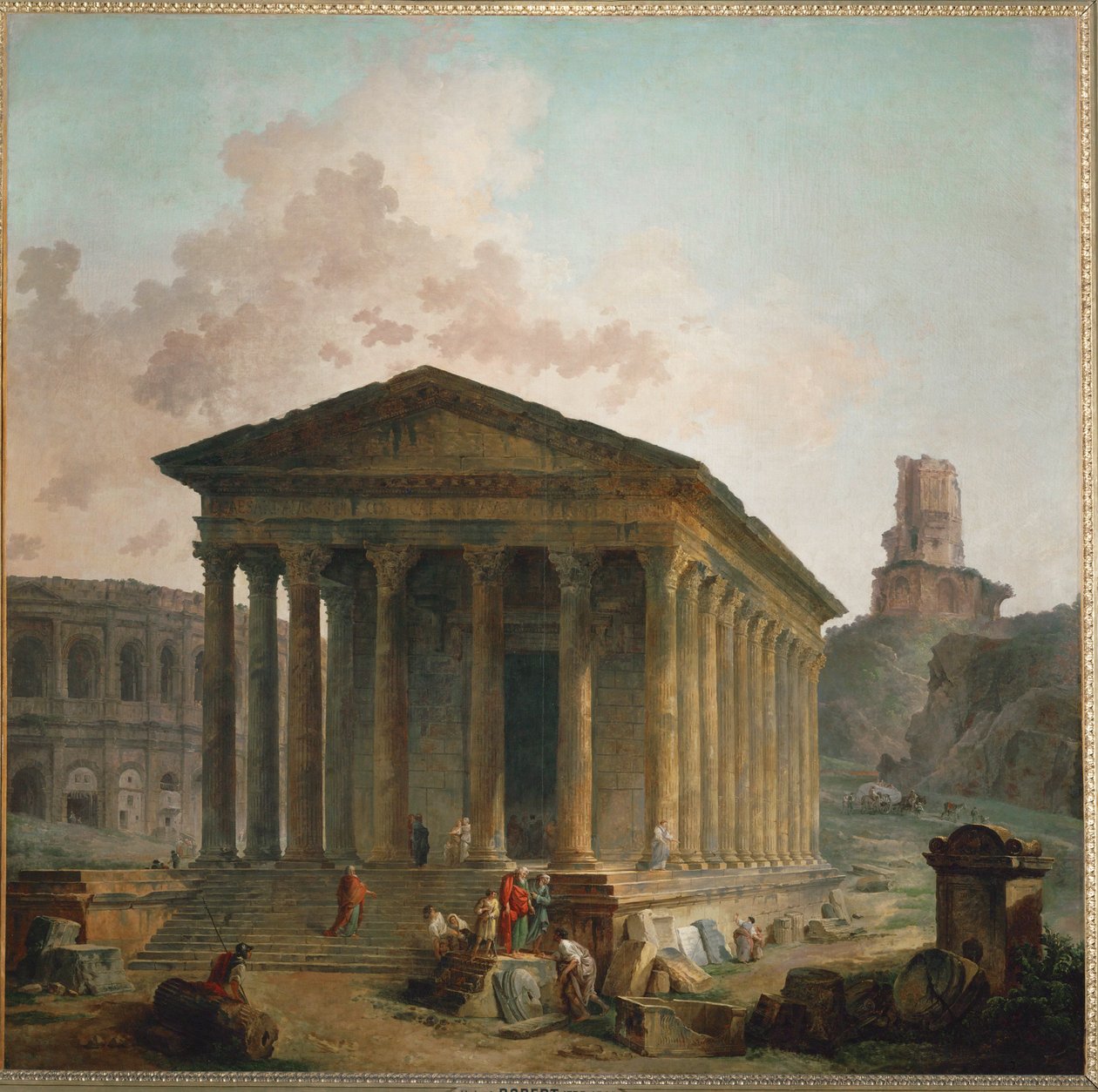 La maison carree a Nimes (olej na płótnie) autorstwa Hubert Robert