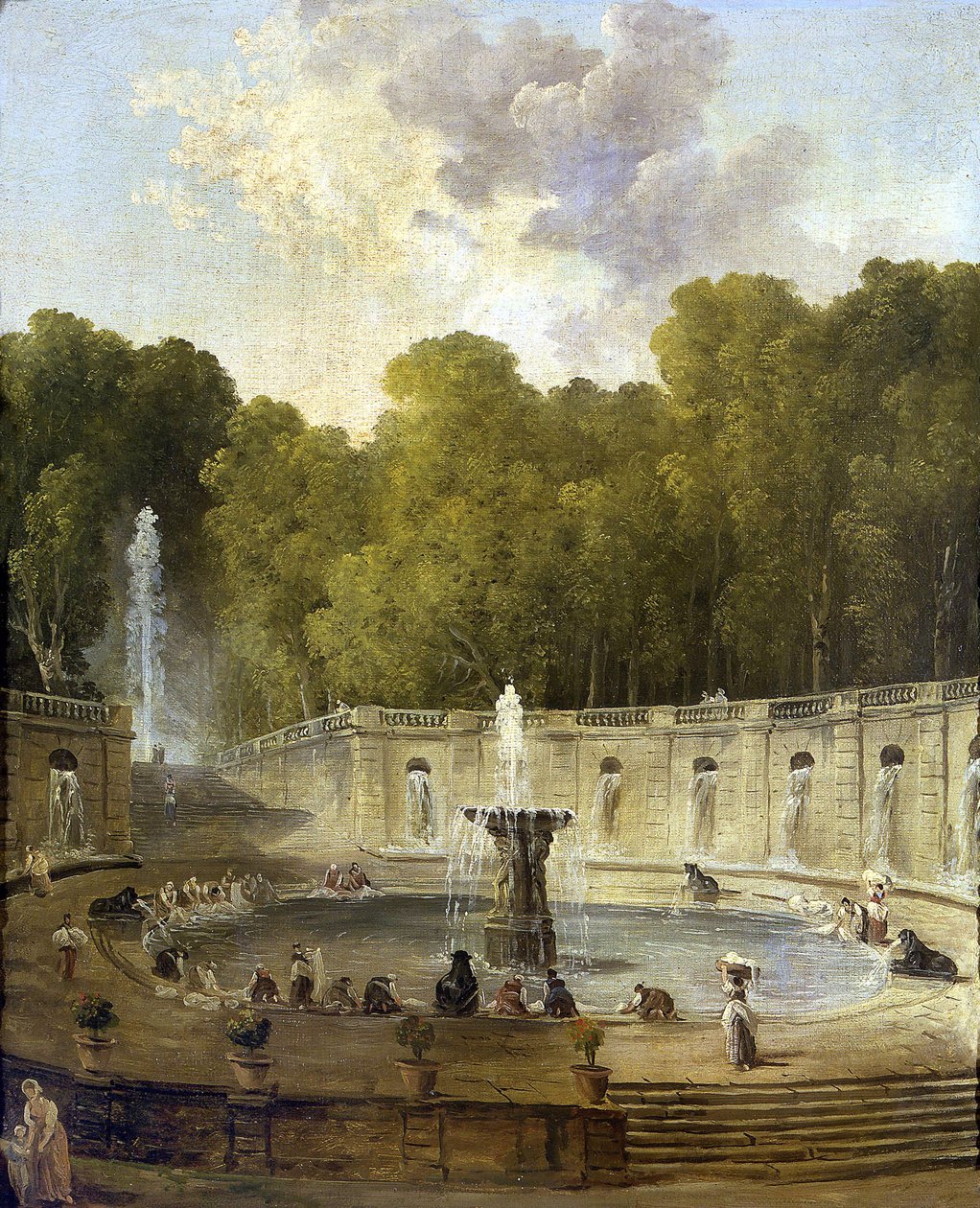 Washerwomen in a park - Washerwomen in a park - Obraz Huberta Roberta (1733-1808) - ca 1775 - Olej na płótnie - 56x45,5 - Petit Palais, Musee des Beaux-Arts de la Ville de Paris autorstwa Hubert Robert