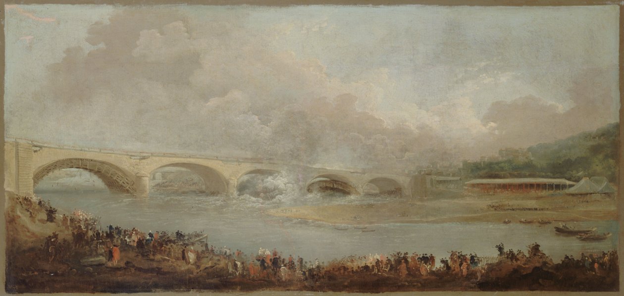 Le décintrement du pont de Neuilly, le 22 septembre 1772, między 1772 a 1775 (olej) autorstwa Hubert Robert