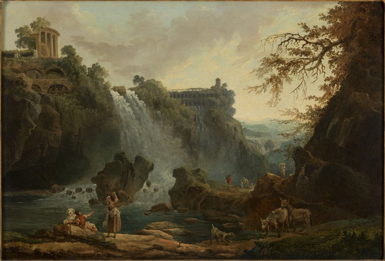Les Cascatelles de Tivoli, 1776 (olej na płótnie) autorstwa Hubert Robert