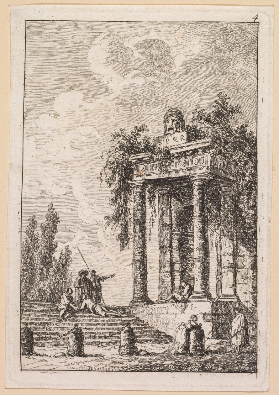 Wieczory w Rzymie: Klatka schodowa z czterema terminalami, 1763. autorstwa Hubert Robert