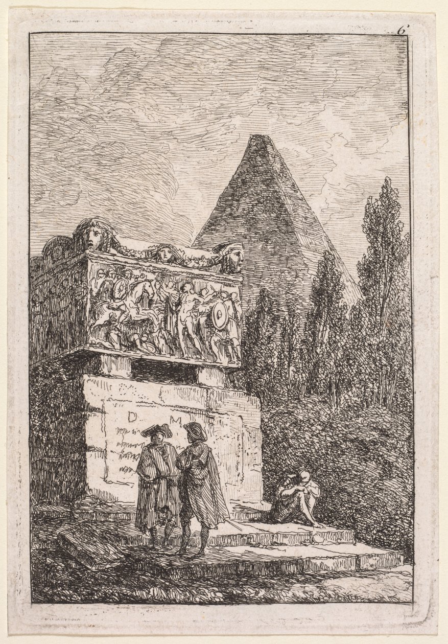 Wieczory rzymskie: Sarkofag, 1763-1764. autorstwa Hubert Robert