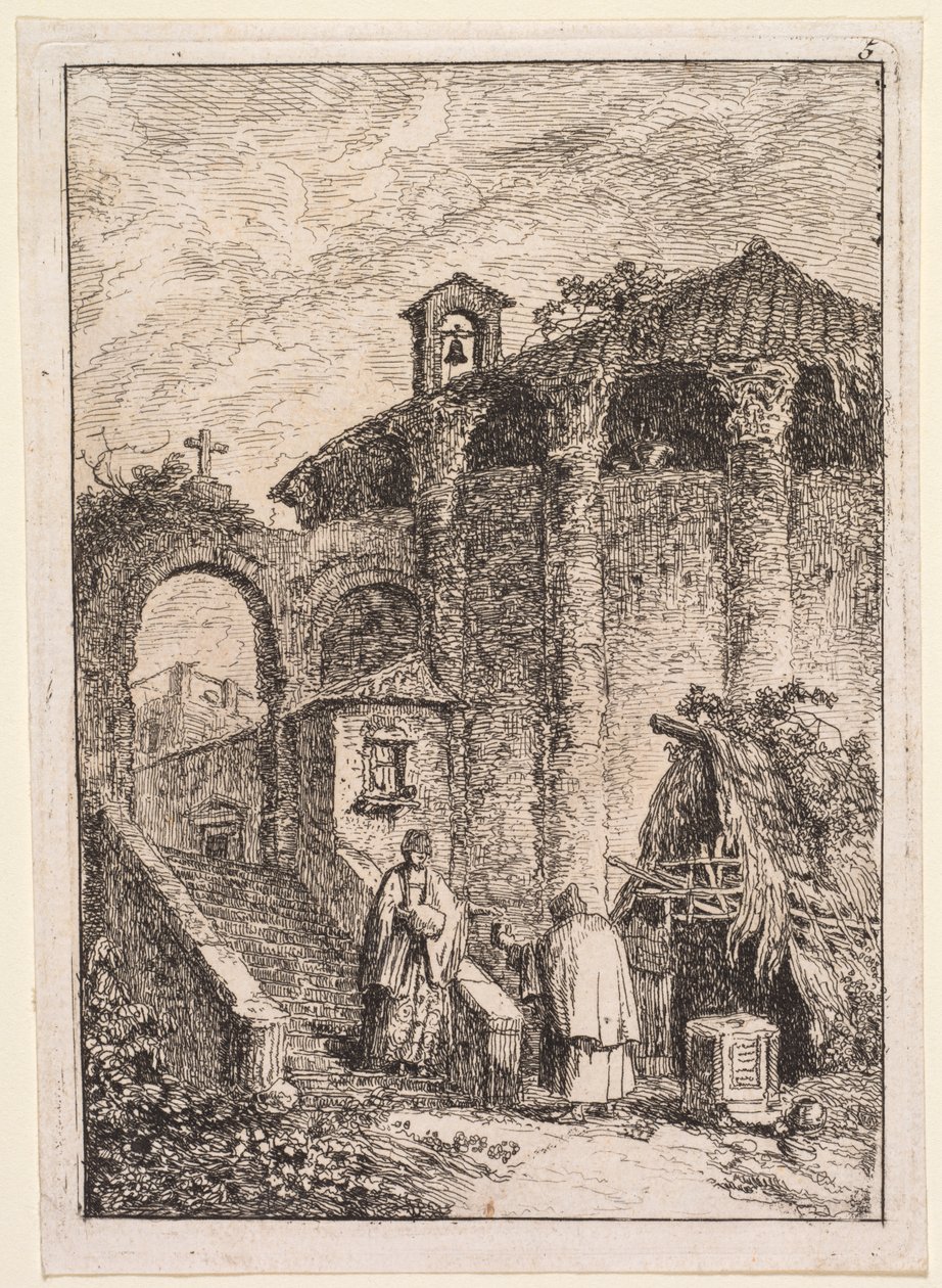 Wieczory w Rzymie: starożytna świątynia autorstwa Hubert Robert